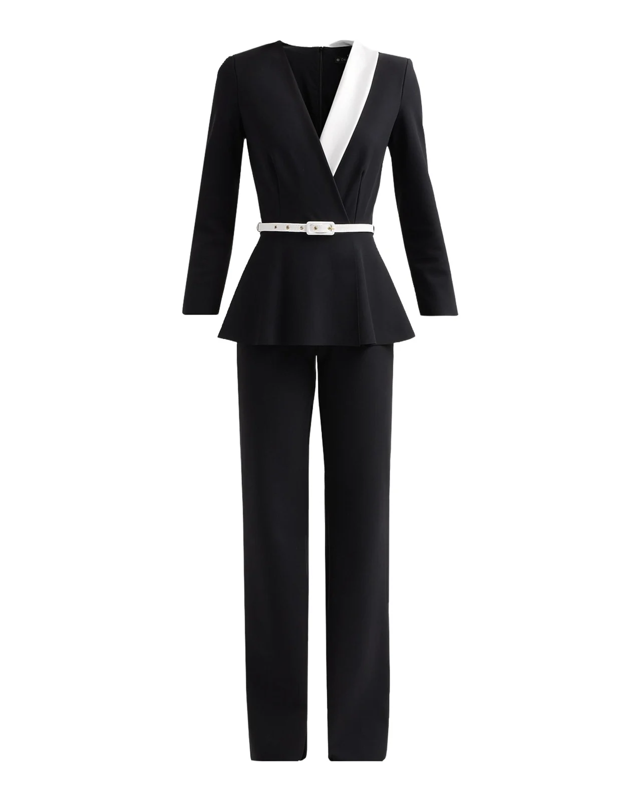 Hollis Mix-Media Peplum Jumpsuit Hollis Mix-Media Peplum Jumpsuit