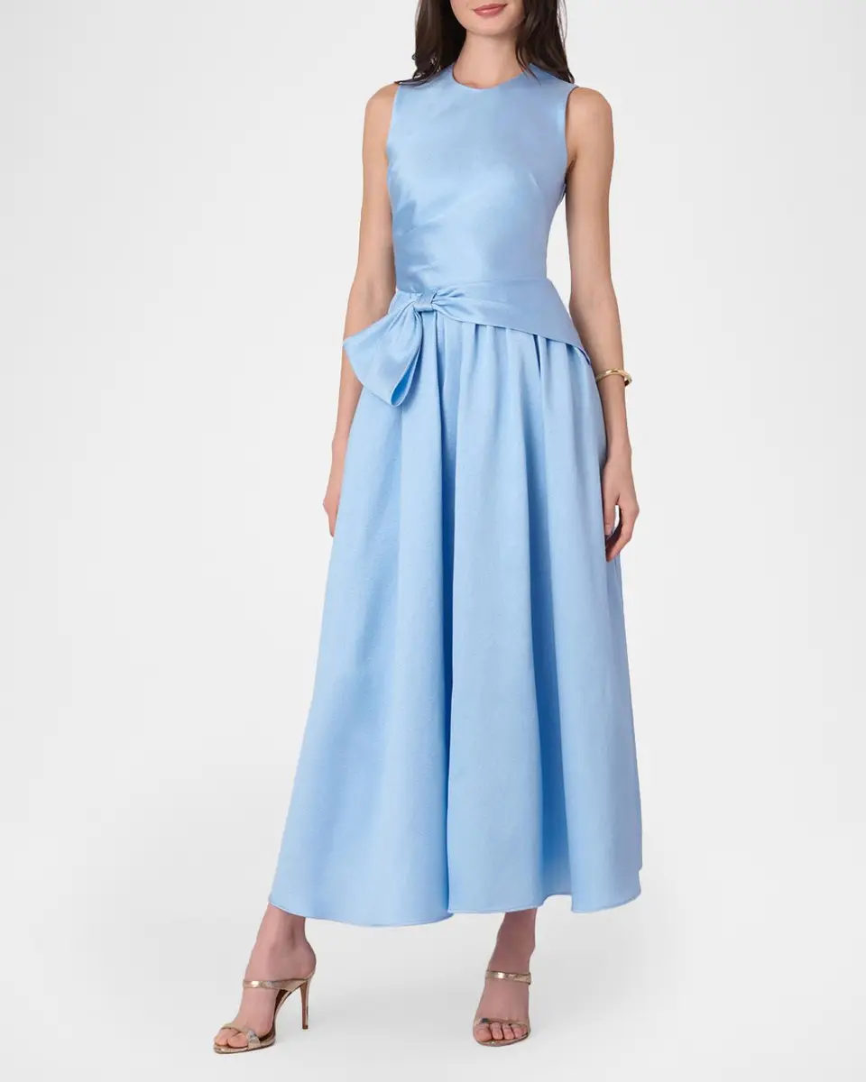 Shoshanna Remy Sleeveless Draped A-Line Midi Dress | Thumbnail 2 Shoshanna Remy Sleeveless Draped A-Line Midi Dress | Thumbnail 2