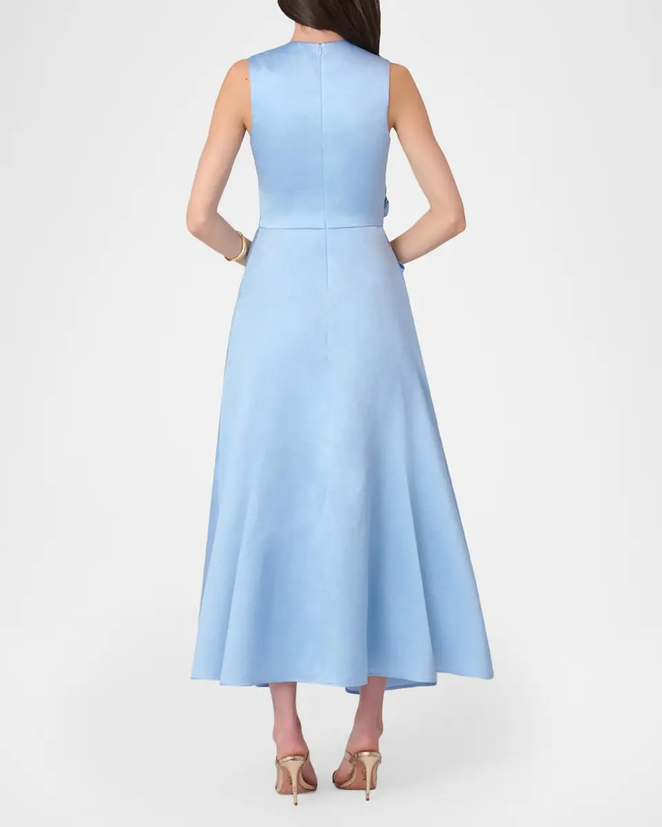 Shoshanna Remy Sleeveless Draped A-Line Midi Dress | Thumbnail 3 Shoshanna Remy Sleeveless Draped A-Line Midi Dress | Thumbnail 3