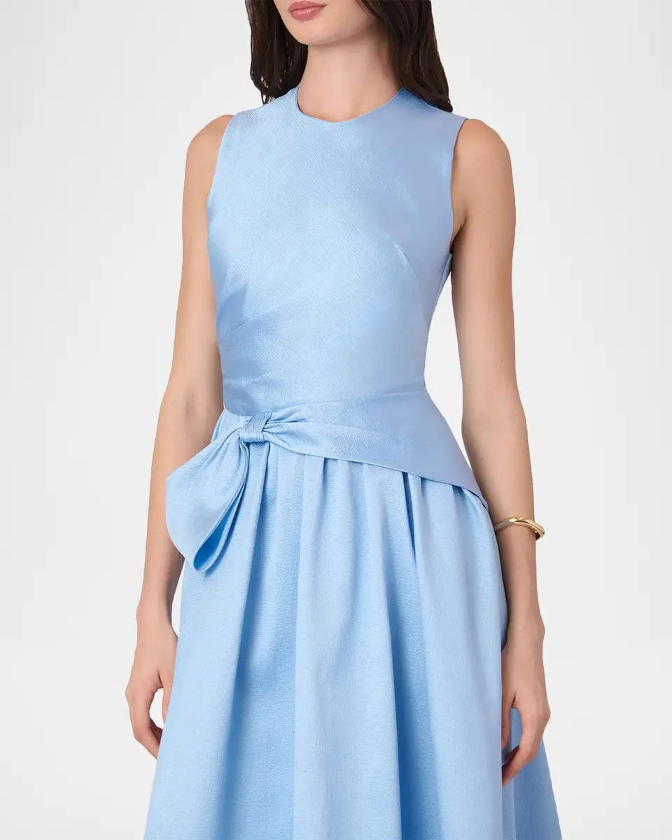 Shoshanna Remy Sleeveless Draped A-Line Midi Dress | Thumbnail 4 Shoshanna Remy Sleeveless Draped A-Line Midi Dress | Thumbnail 4