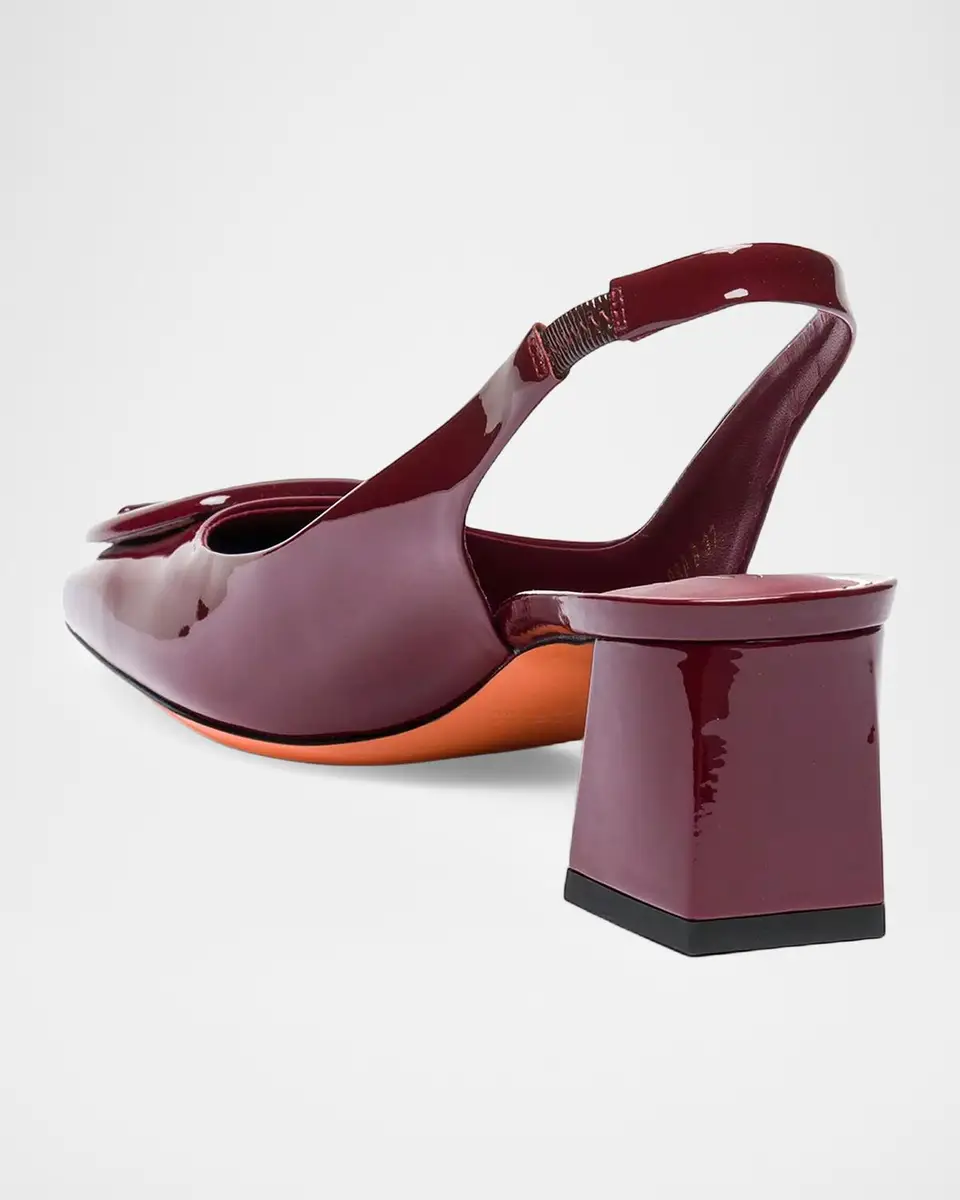 Santoni 50mm Patent Leather Slingback Buckle Pumps | Thumbnail 3