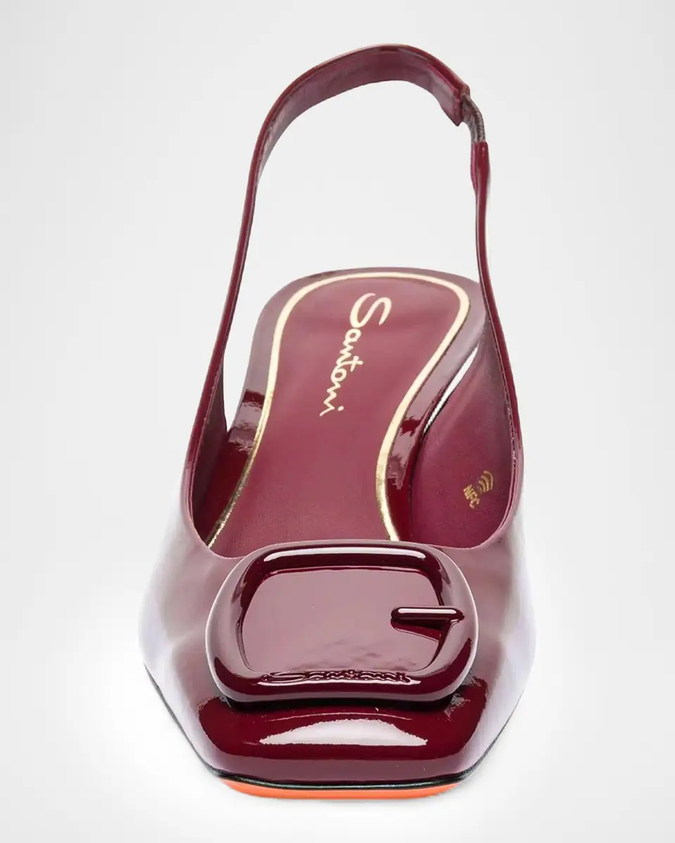 Santoni 50mm Patent Leather Slingback Buckle Pumps | Thumbnail 4