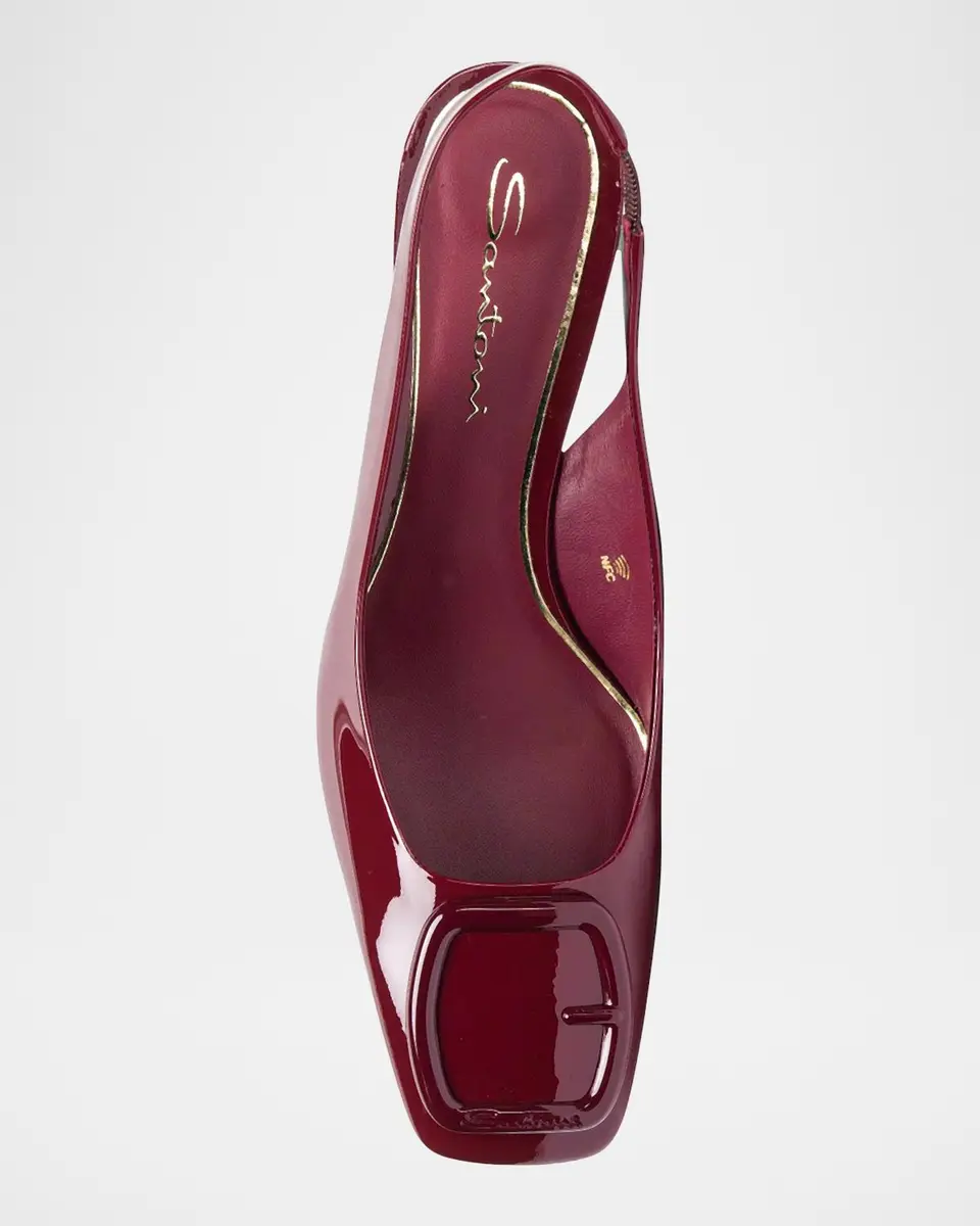 Santoni 50mm Patent Leather Slingback Buckle Pumps | Thumbnail 5