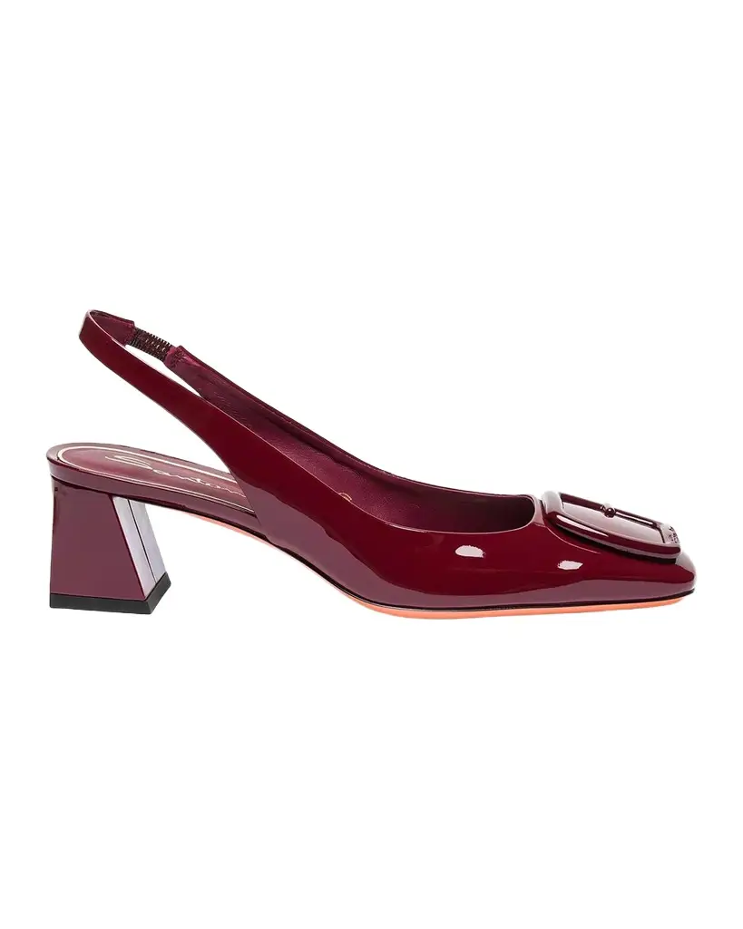 Santoni 50mm Patent Leather Slingback Buckle Pumps | Image 1 Santoni 50mm Patent Leather Slingback Buckle Pumps | Image 1