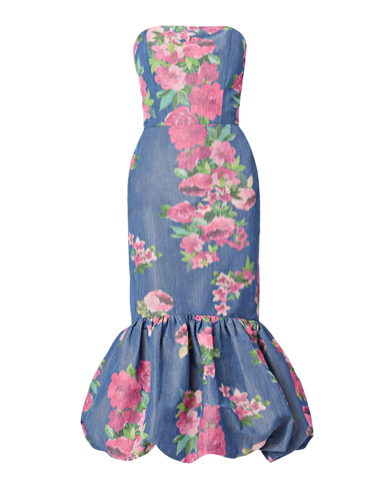Julieanne Strapless Floral Taffeta Mermaid Midi Dress Julieanne Strapless Floral Taffeta Mermaid Midi Dress
