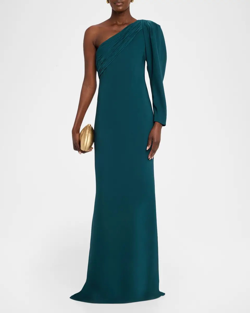 BADGLEY MISCHKA One-Shoulder Draped Mermaid Gown | Thumbnail 2
