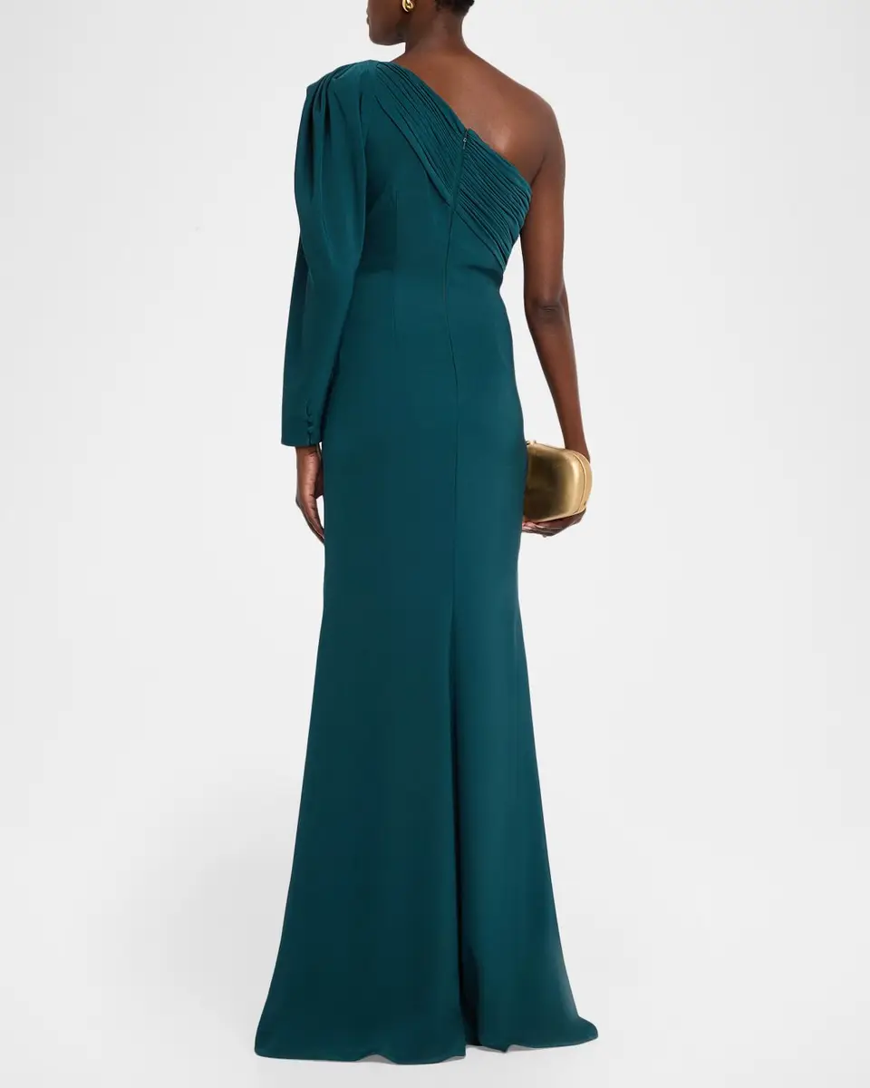 BADGLEY MISCHKA One-Shoulder Draped Mermaid Gown | Thumbnail 3