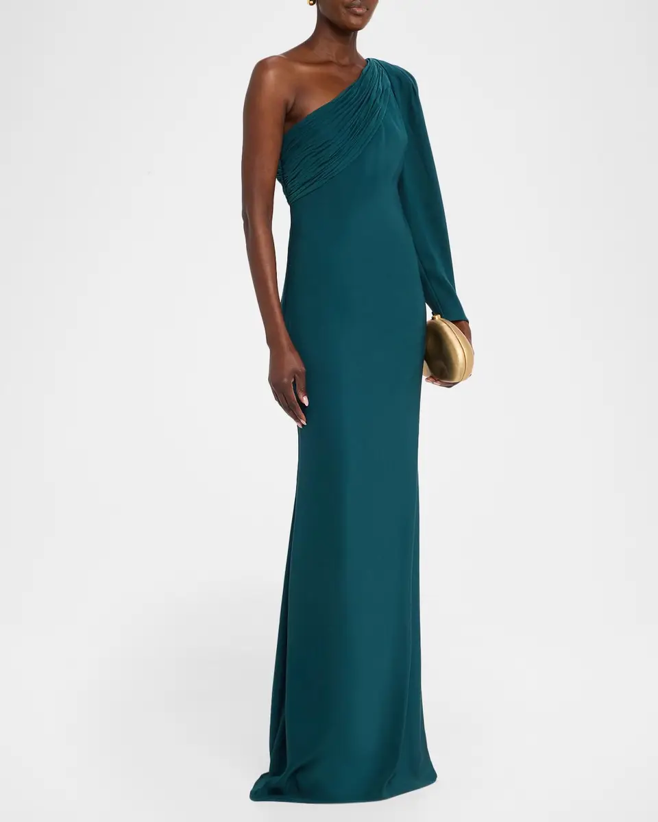 BADGLEY MISCHKA One-Shoulder Draped Mermaid Gown | Thumbnail 4