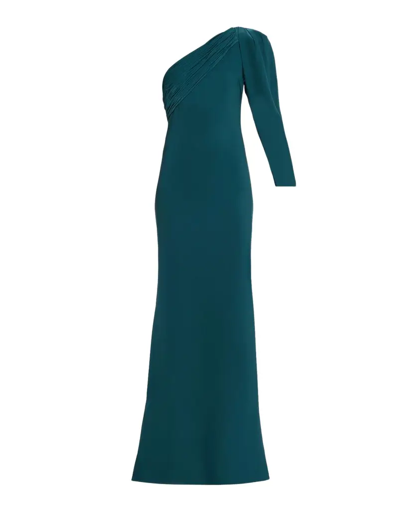 BADGLEY MISCHKA One-Shoulder Draped Mermaid Gown