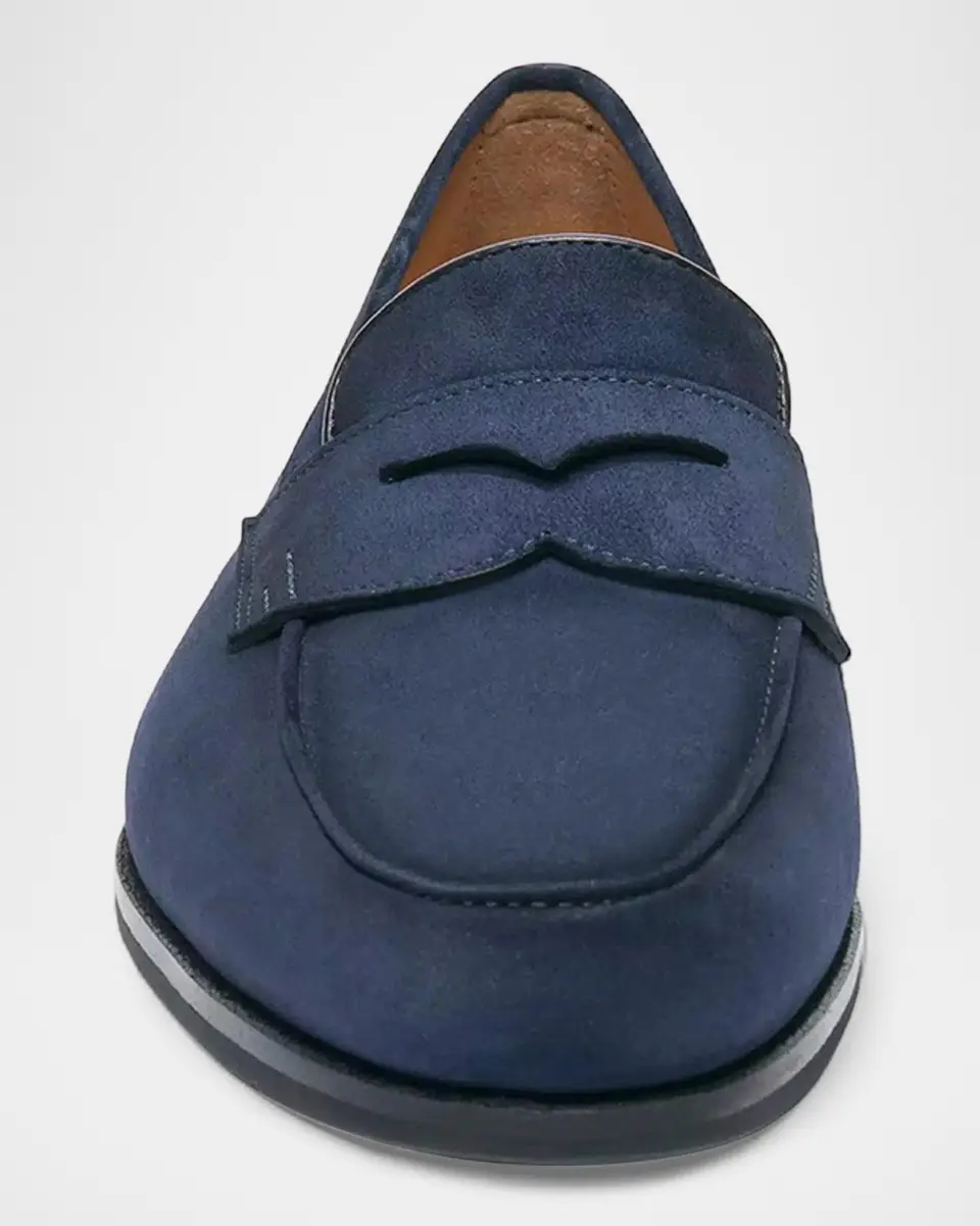 Santoni Suede Penny Loafers | Thumbnail 4 Santoni Suede Penny Loafers | Thumbnail 4