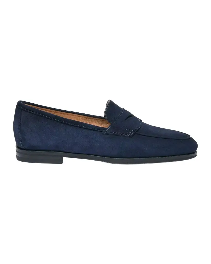Santoni Suede Penny Loafers | Image 1 Santoni Suede Penny Loafers | Image 1