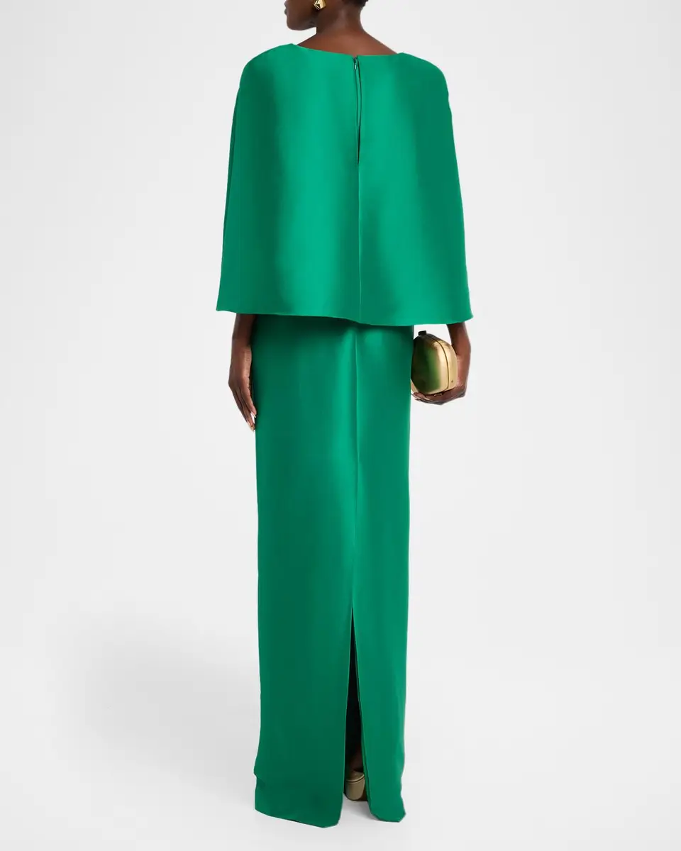 BADGLEY MISCHKA Mikado Cape Column Gown | Thumbnail 3 BADGLEY MISCHKA Mikado Cape Column Gown | Thumbnail 3