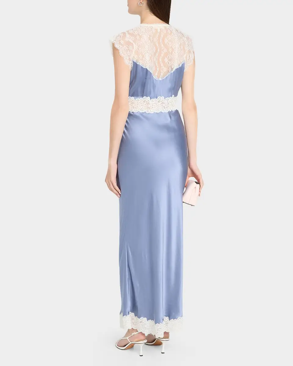 LoveShackFancy Vella Lace-Trim Satin Maxi Dress | Thumbnail 3 LoveShackFancy Vella Lace-Trim Satin Maxi Dress | Thumbnail 3