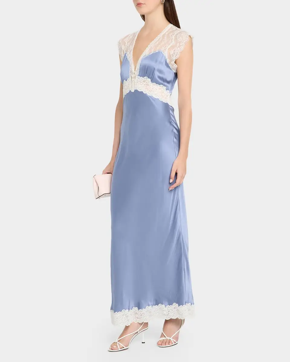 LoveShackFancy Vella Lace-Trim Satin Maxi Dress | Thumbnail 4 LoveShackFancy Vella Lace-Trim Satin Maxi Dress | Thumbnail 4