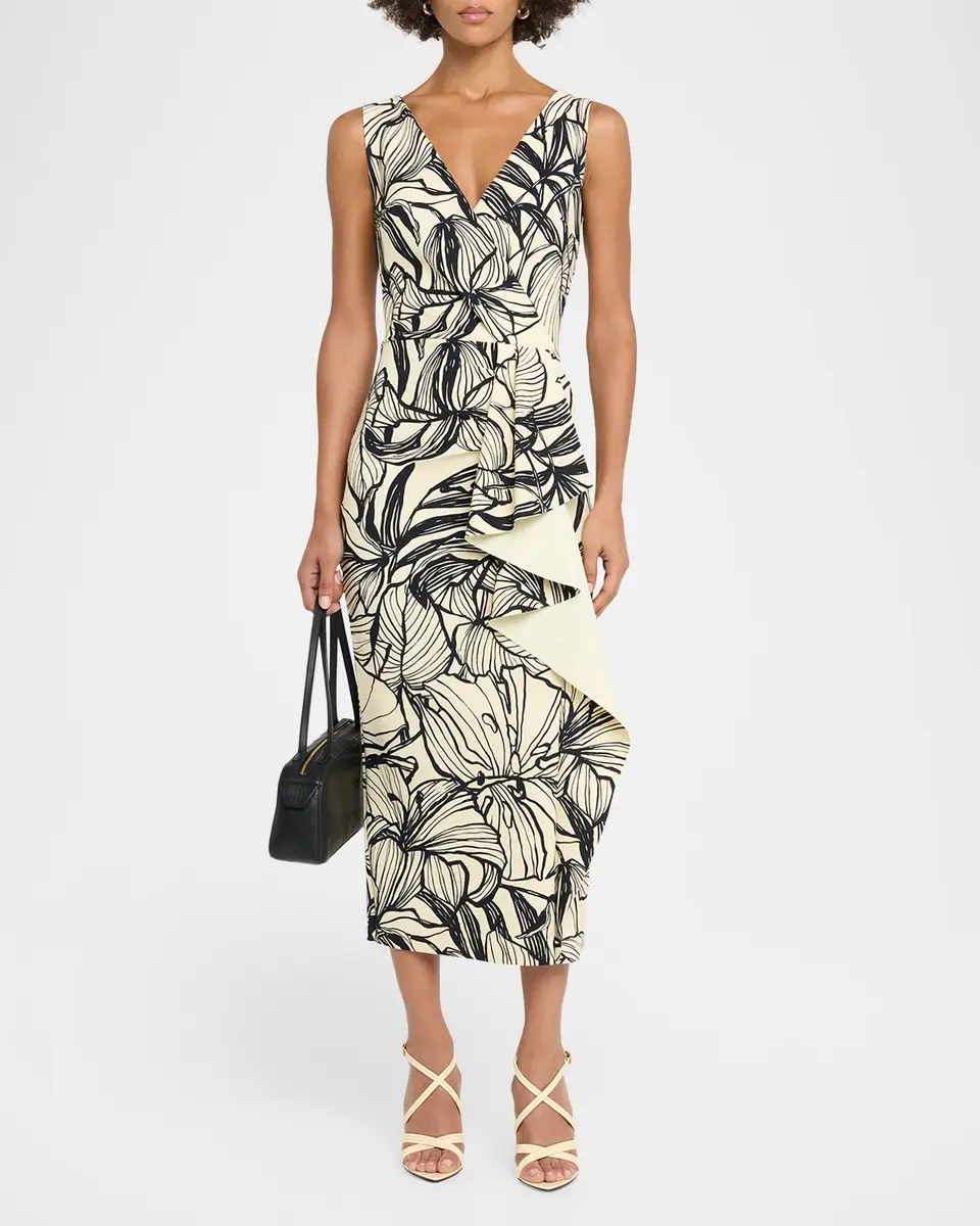 Chiara Boni La Petite Robe Sayon Botanical-Print Bodycon Midi Dress | Thumbnail 2 Chiara Boni La Petite Robe Sayon Botanical-Print Bodycon Midi Dress | Thumbnail 2