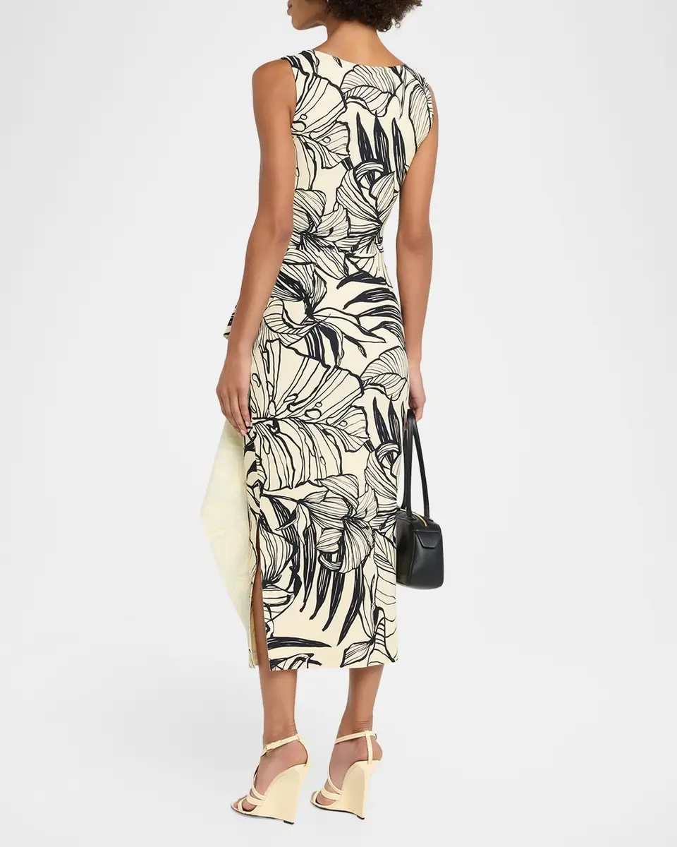Chiara Boni La Petite Robe Sayon Botanical-Print Bodycon Midi Dress | Thumbnail 3 Chiara Boni La Petite Robe Sayon Botanical-Print Bodycon Midi Dress | Thumbnail 3