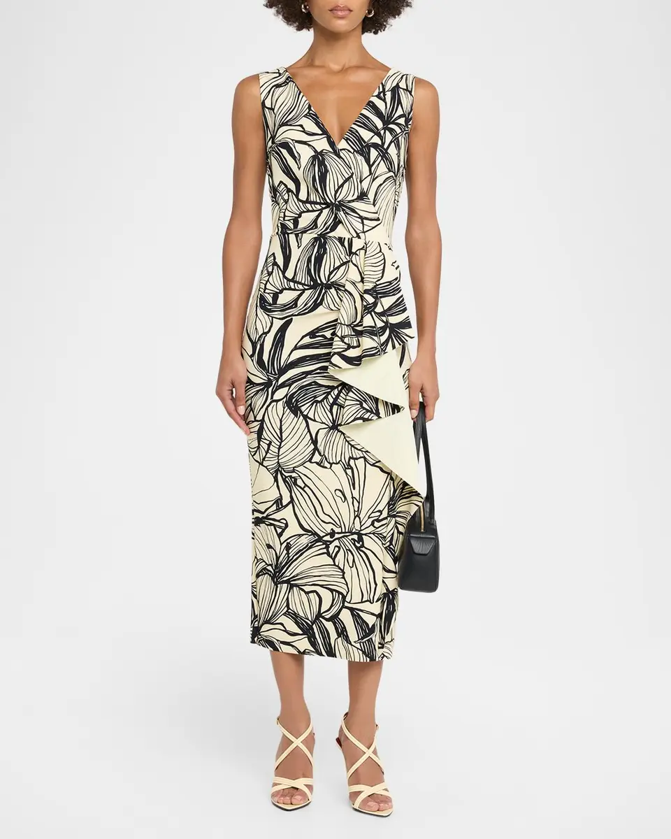 Chiara Boni La Petite Robe Sayon Botanical-Print Bodycon Midi Dress | Thumbnail 4 Chiara Boni La Petite Robe Sayon Botanical-Print Bodycon Midi Dress | Thumbnail 4