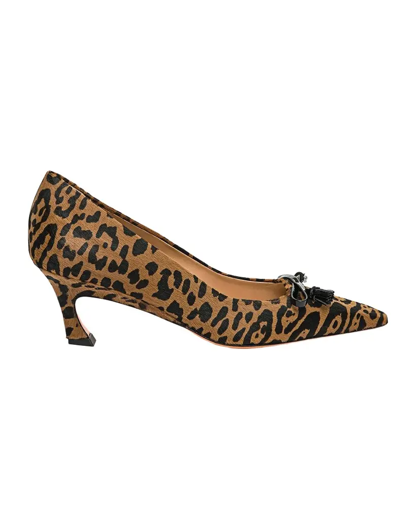 Santoni Adri 55MM Leopard-Print Calf Hair Pumps