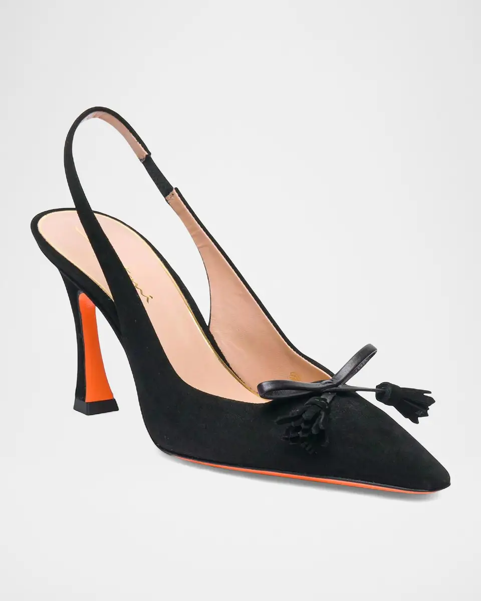 Santoni 85mm Suede Slingback Pumps | Thumbnail 2 Santoni 85mm Suede Slingback Pumps | Thumbnail 2