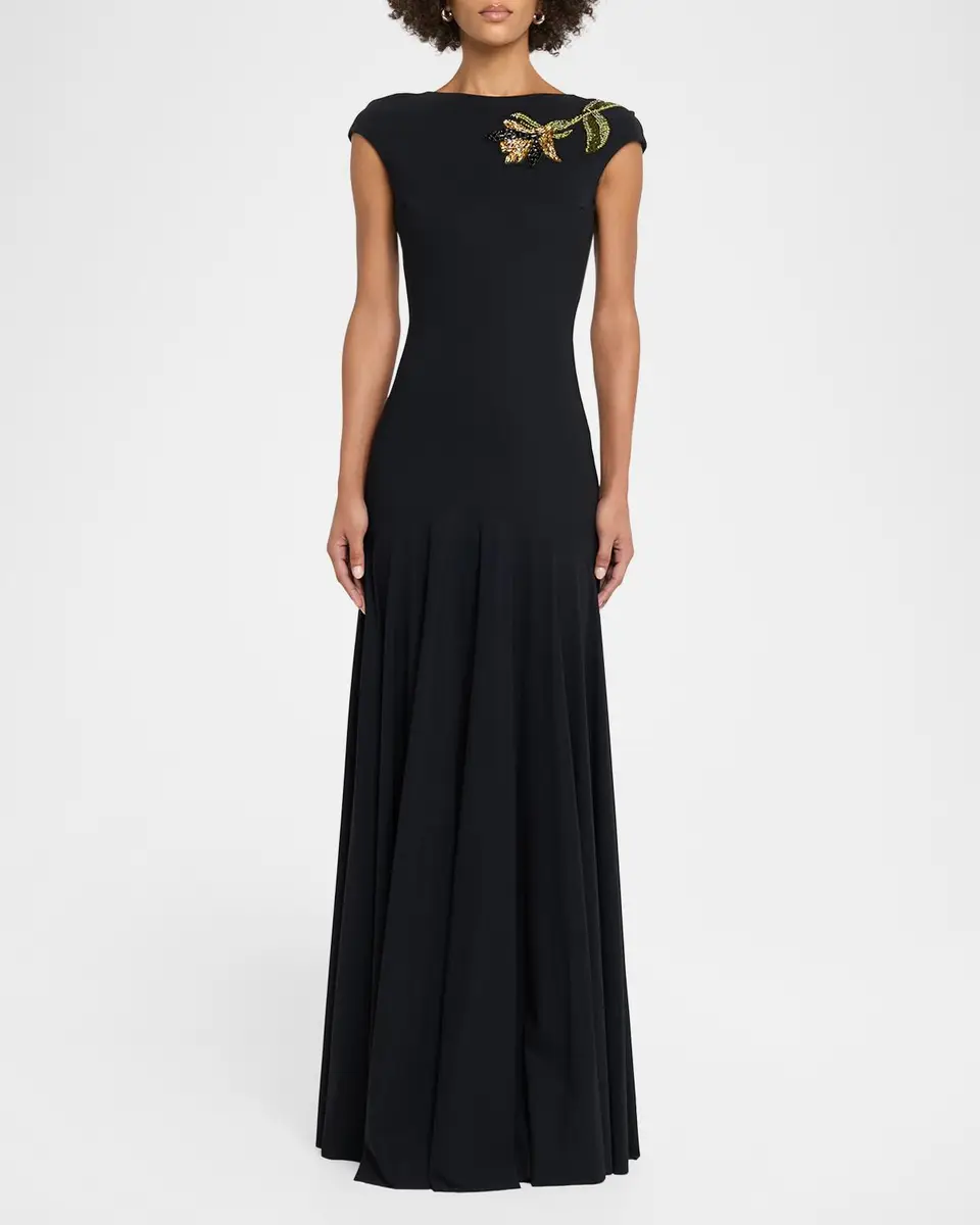 Chiara Boni La Petite Robe Isolda Beaded 3D Flower Appliqué Drop-Waist Maxi Dress | Thumbnail 2 Chiara Boni La Petite Robe Isolda Beaded 3D Flower Appliqué Drop-Waist Maxi Dress | Thumbnail 2