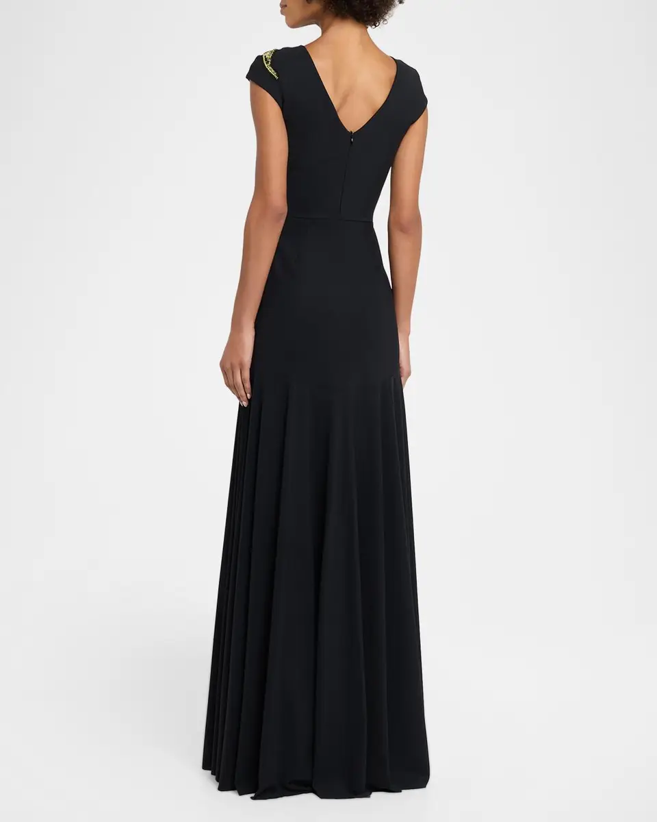 Chiara Boni La Petite Robe Isolda Beaded 3D Flower Appliqué Drop-Waist Maxi Dress | Thumbnail 3 Chiara Boni La Petite Robe Isolda Beaded 3D Flower Appliqué Drop-Waist Maxi Dress | Thumbnail 3