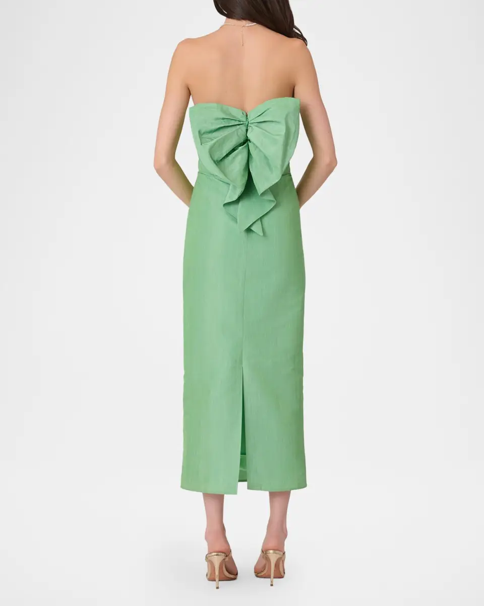 Shoshanna Katerina Strapless Bow Sheath Midi Dress | Thumbnail 3 Shoshanna Katerina Strapless Bow Sheath Midi Dress | Thumbnail 3