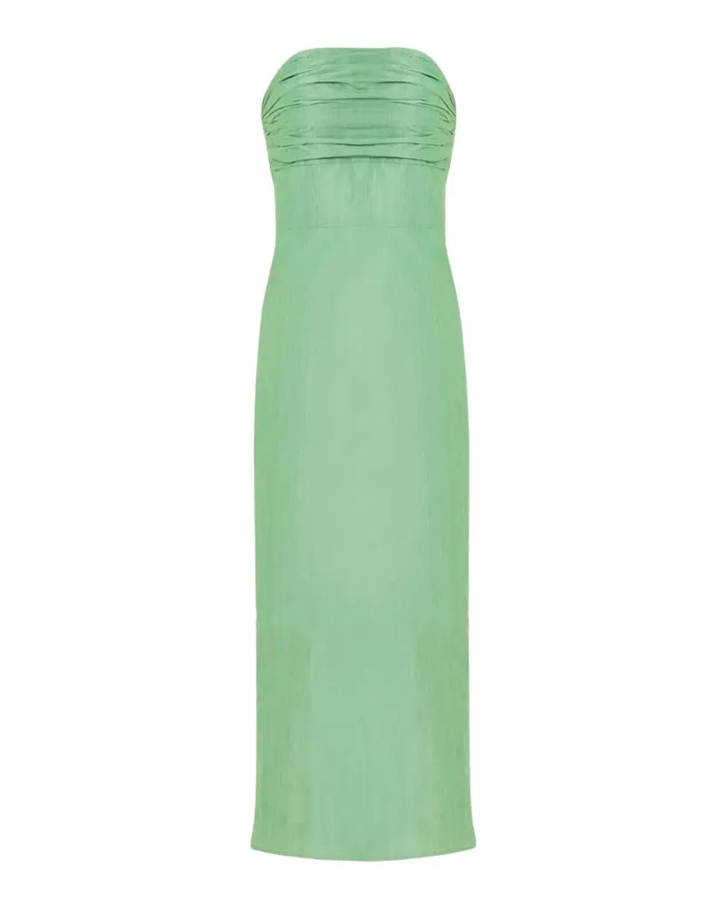 Shoshanna Katerina Strapless Bow Sheath Midi Dress | Image 1 Shoshanna Katerina Strapless Bow Sheath Midi Dress | Image 1