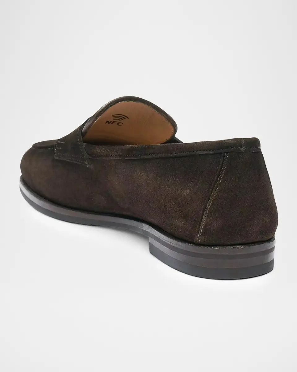 Santoni Suede Penny Loafers | Thumbnail 3 Santoni Suede Penny Loafers | Thumbnail 3