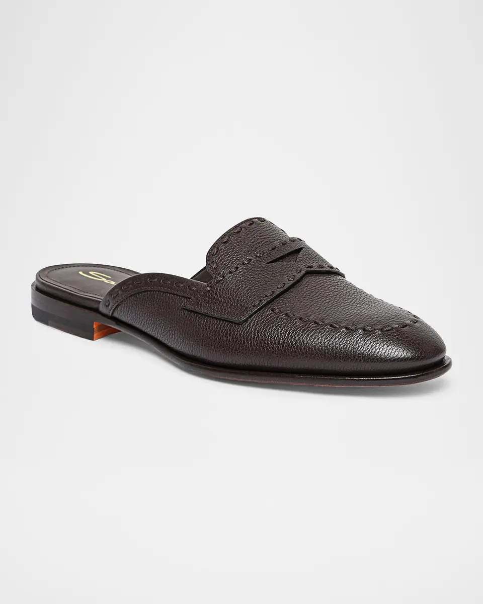 Santoni Leather Loafer Mules | Thumbnail 2 Santoni Leather Loafer Mules | Thumbnail 2