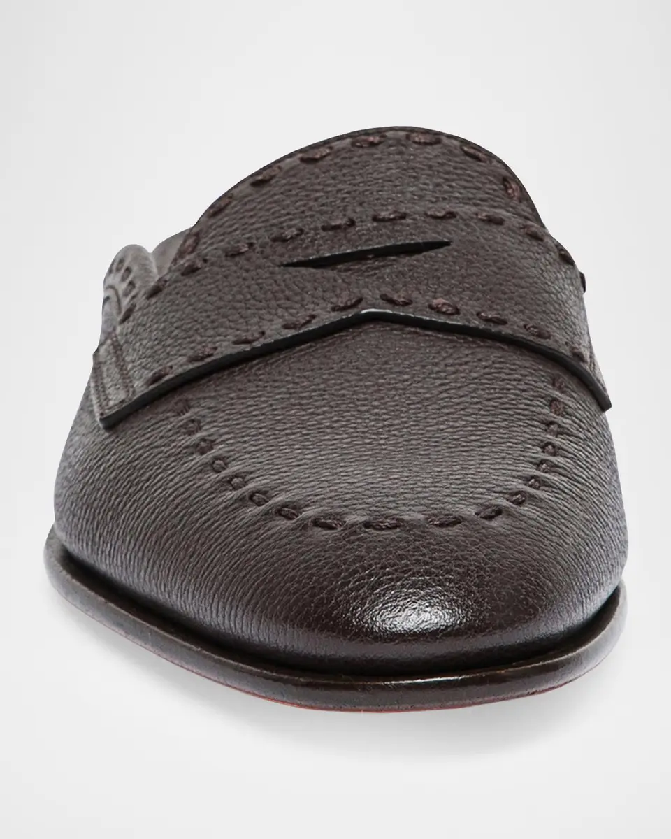 Santoni Leather Loafer Mules | Thumbnail 4 Santoni Leather Loafer Mules | Thumbnail 4