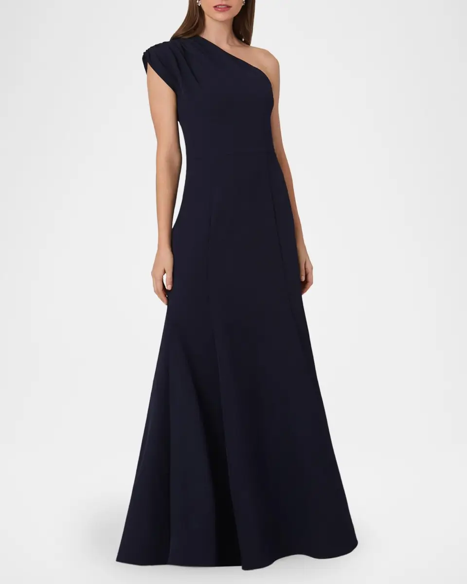 Shoshanna Carley Stretch-Crepe One-Shoulder A-Line Gown | Thumbnail 2 Shoshanna Carley Stretch-Crepe One-Shoulder A-Line Gown | Thumbnail 2