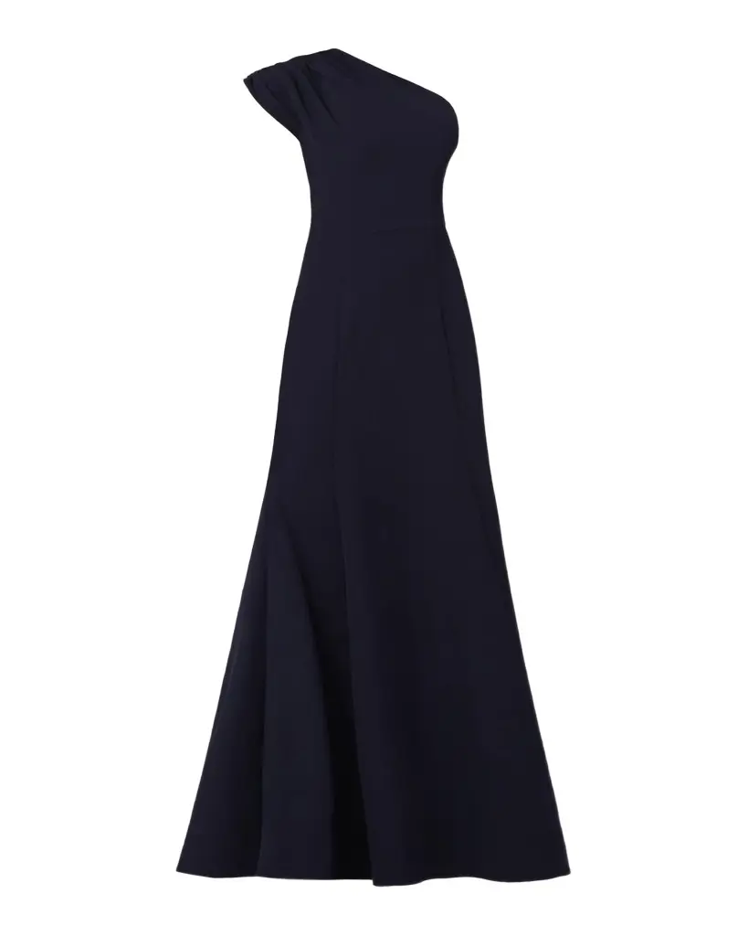 Shoshanna Carley Stretch-Crepe One-Shoulder A-Line Gown