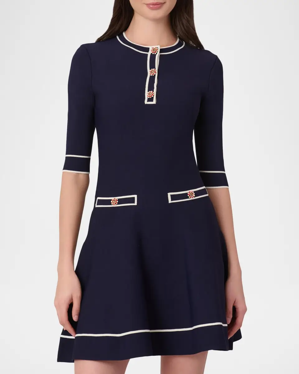 Shoshanna Weston Contrast-Trim Knit Mini Dress | Thumbnail 2 Shoshanna Weston Contrast-Trim Knit Mini Dress | Thumbnail 2