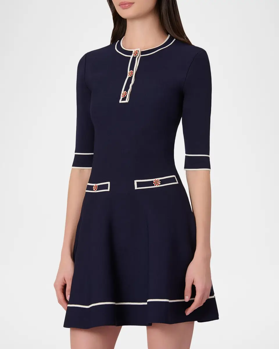Shoshanna Weston Contrast-Trim Knit Mini Dress | Thumbnail 4 Shoshanna Weston Contrast-Trim Knit Mini Dress | Thumbnail 4