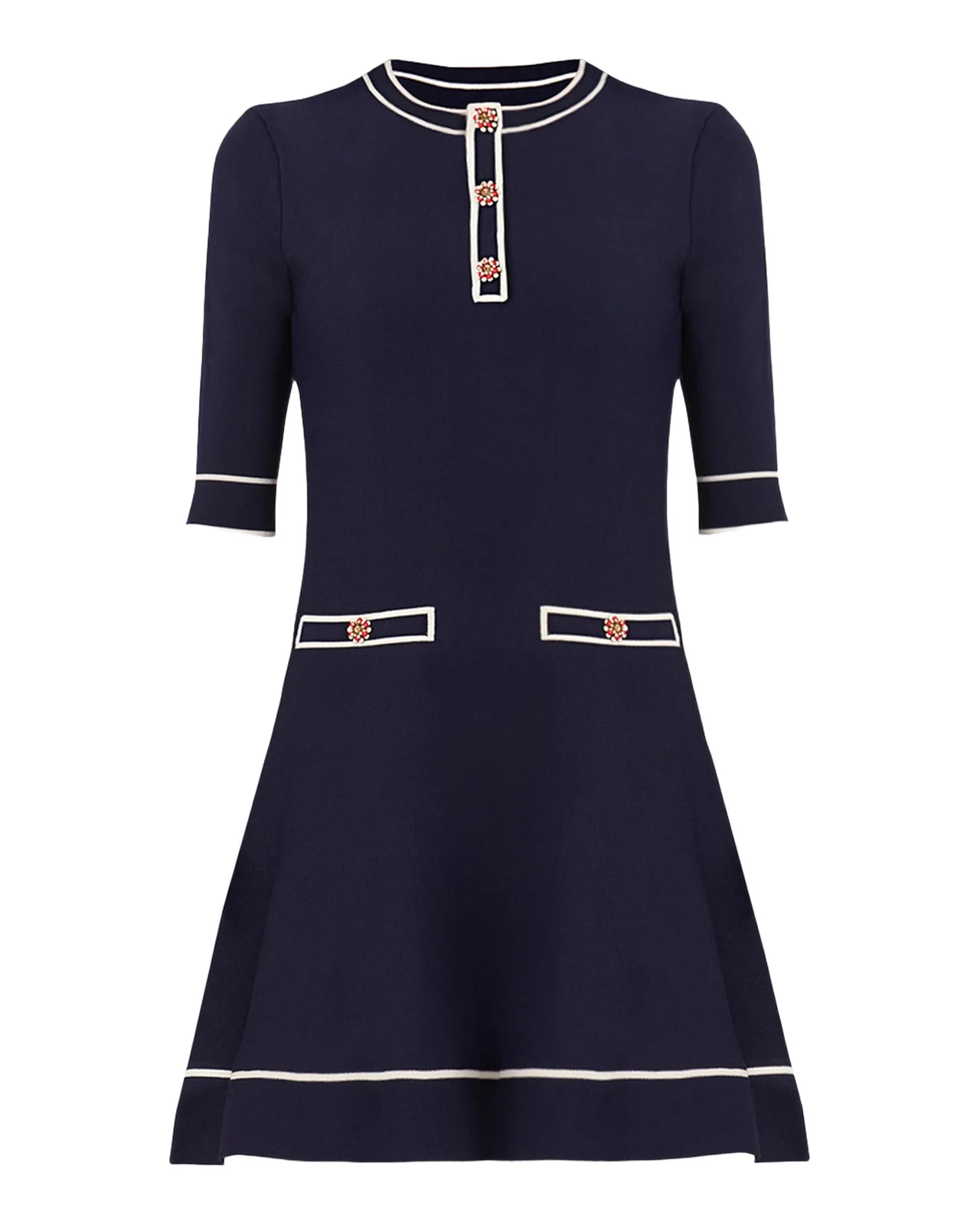 Weston Contrast-Trim Knit Mini Dress