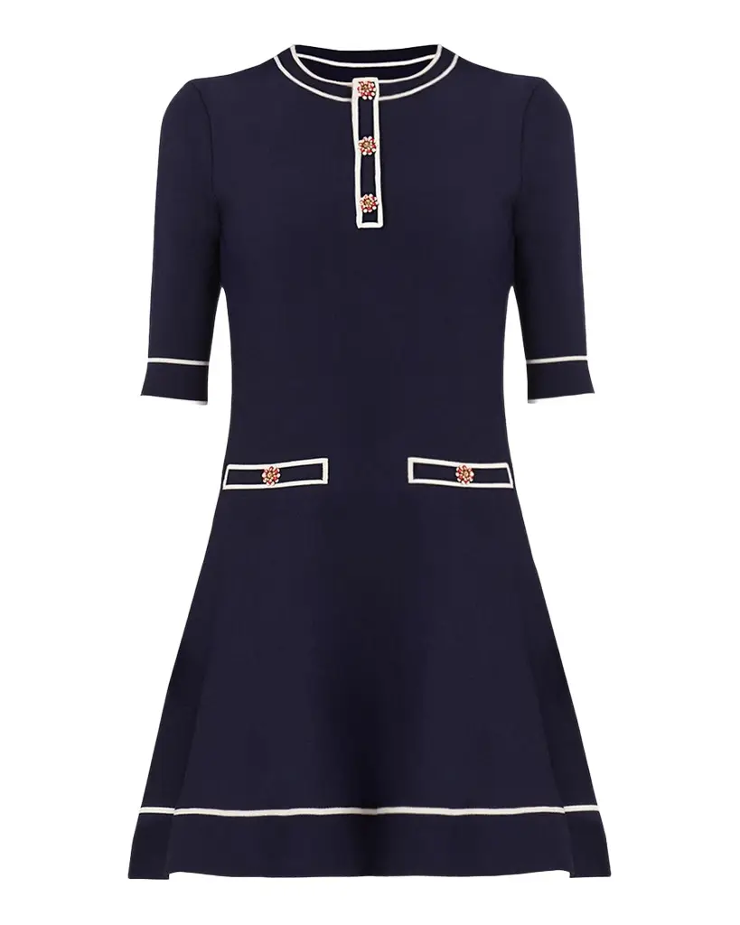 Shoshanna Weston Contrast-Trim Knit Mini Dress