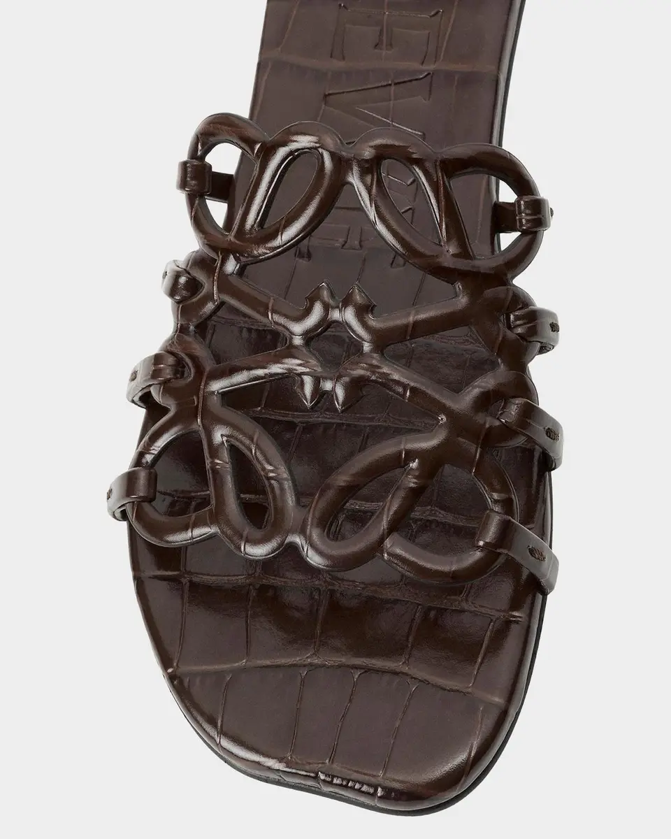 Loewe Petal Croc-Embossed Leather Anagram Slide Sandals | Thumbnail 2 Loewe Petal Croc-Embossed Leather Anagram Slide Sandals | Thumbnail 2