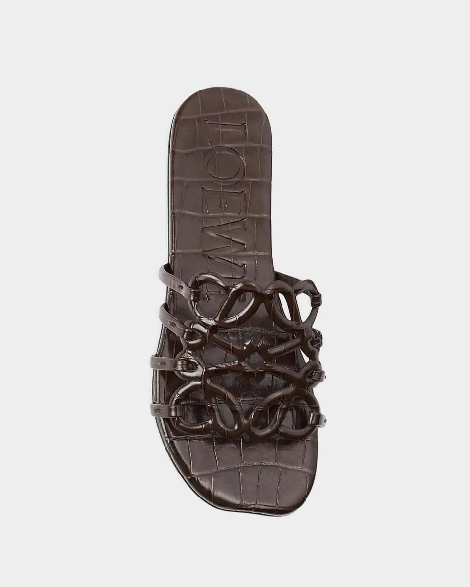 Loewe Petal Croc-Embossed Leather Anagram Slide Sandals | Thumbnail 3 Loewe Petal Croc-Embossed Leather Anagram Slide Sandals | Thumbnail 3