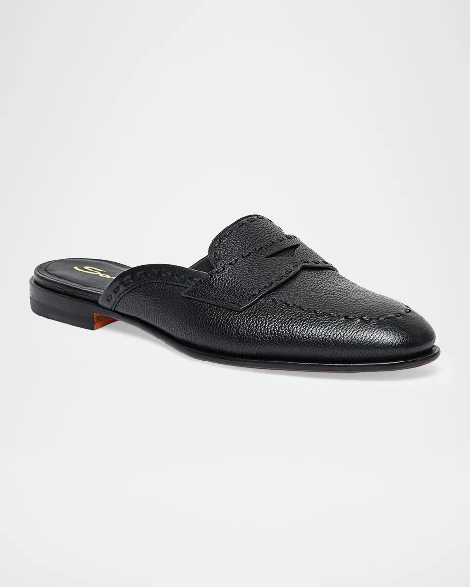 Santoni Leather Loafer Mules | Thumbnail 2 Santoni Leather Loafer Mules | Thumbnail 2