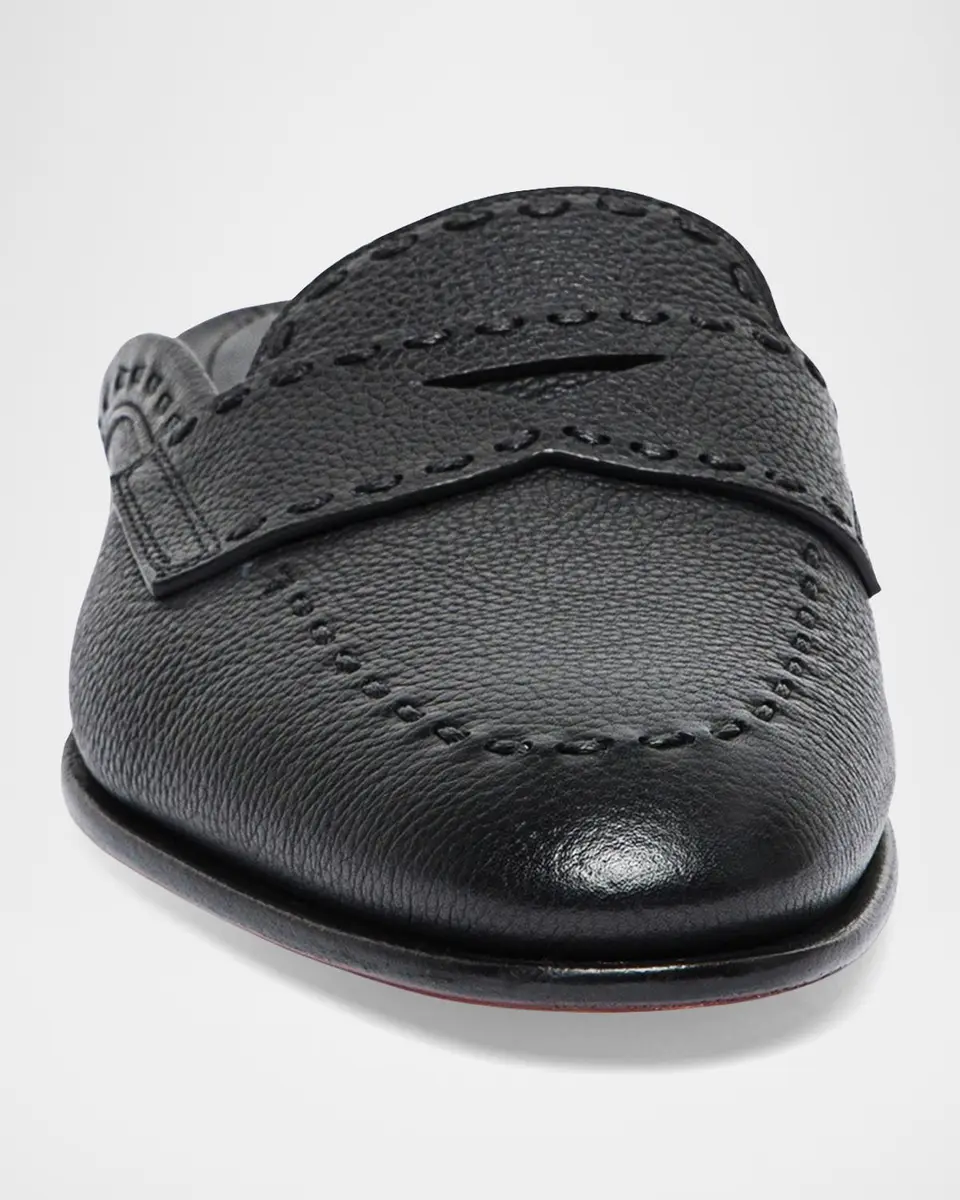 Santoni Leather Loafer Mules | Thumbnail 4 Santoni Leather Loafer Mules | Thumbnail 4