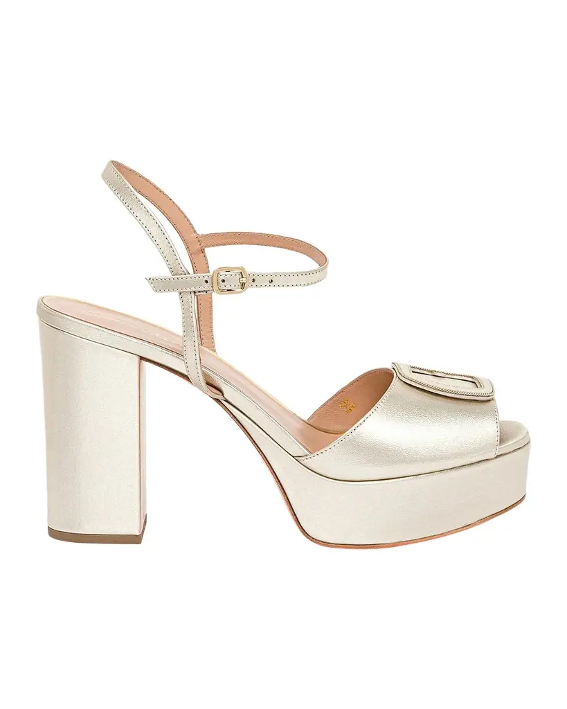 Santoni 60mm Metallic Leather Platform Sandals | Image 1 Santoni 60mm Metallic Leather Platform Sandals | Image 1