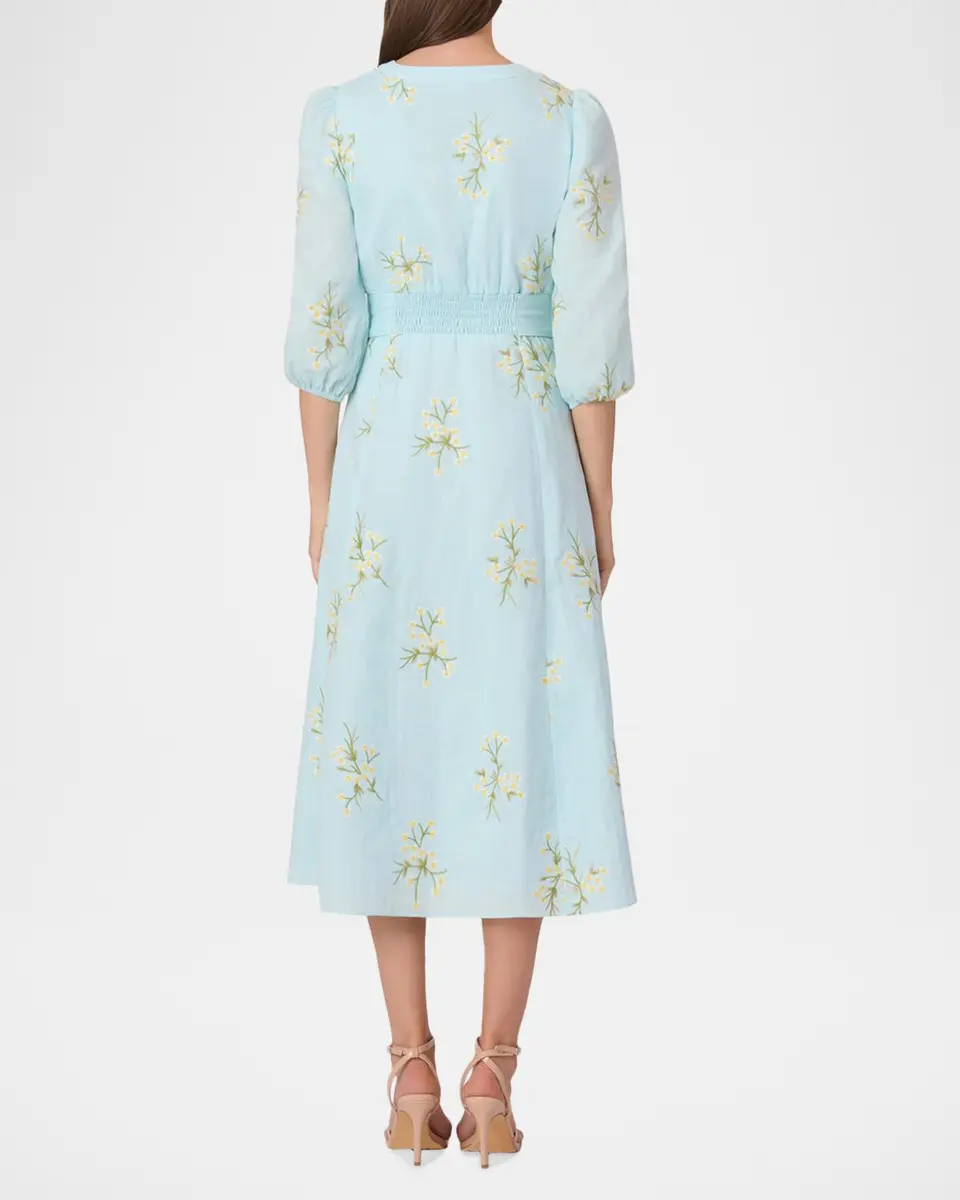 Shoshanna Tallen Floral-Embroidered Midi Dress | Thumbnail 3 Shoshanna Tallen Floral-Embroidered Midi Dress | Thumbnail 3