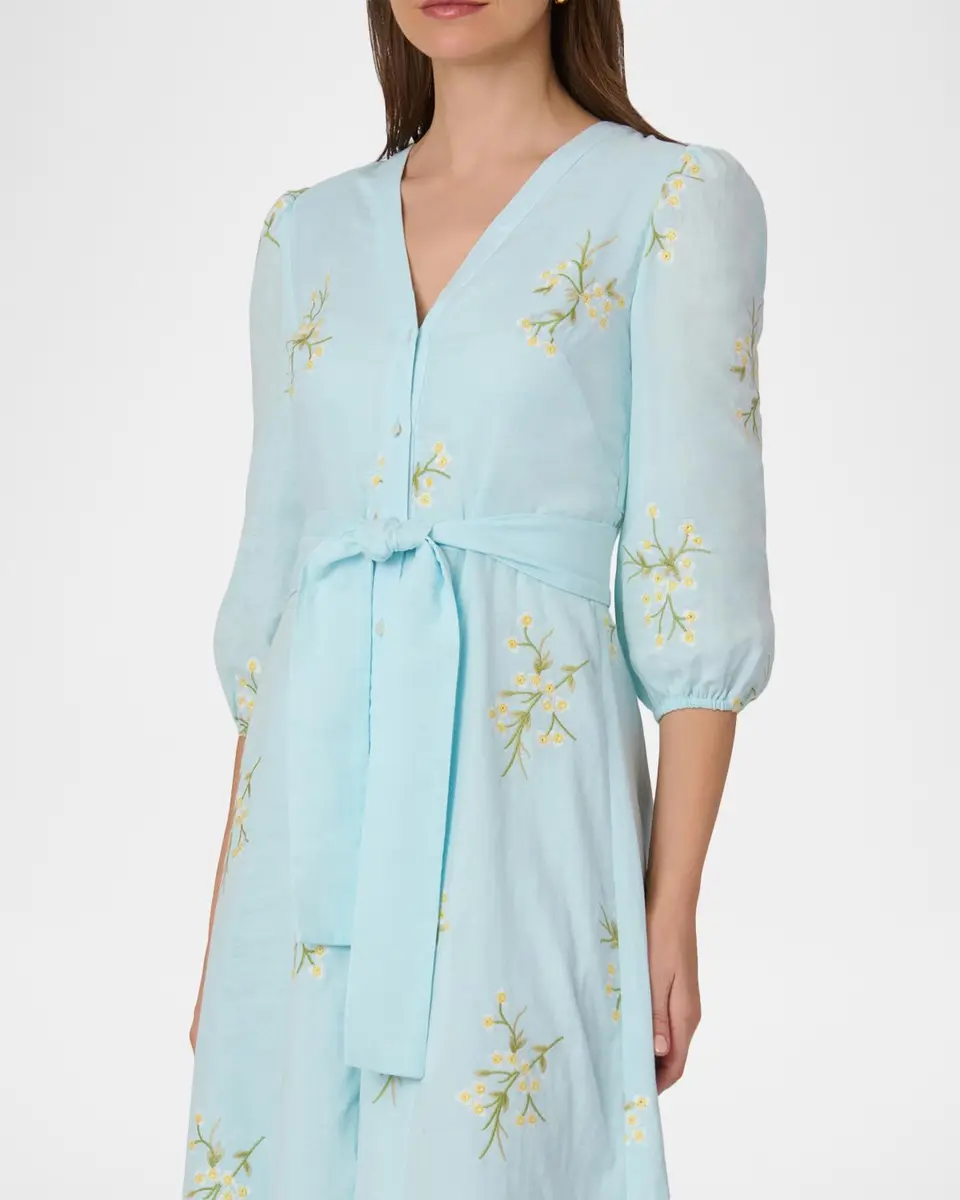 Shoshanna Tallen Floral-Embroidered Midi Dress | Thumbnail 4 Shoshanna Tallen Floral-Embroidered Midi Dress | Thumbnail 4