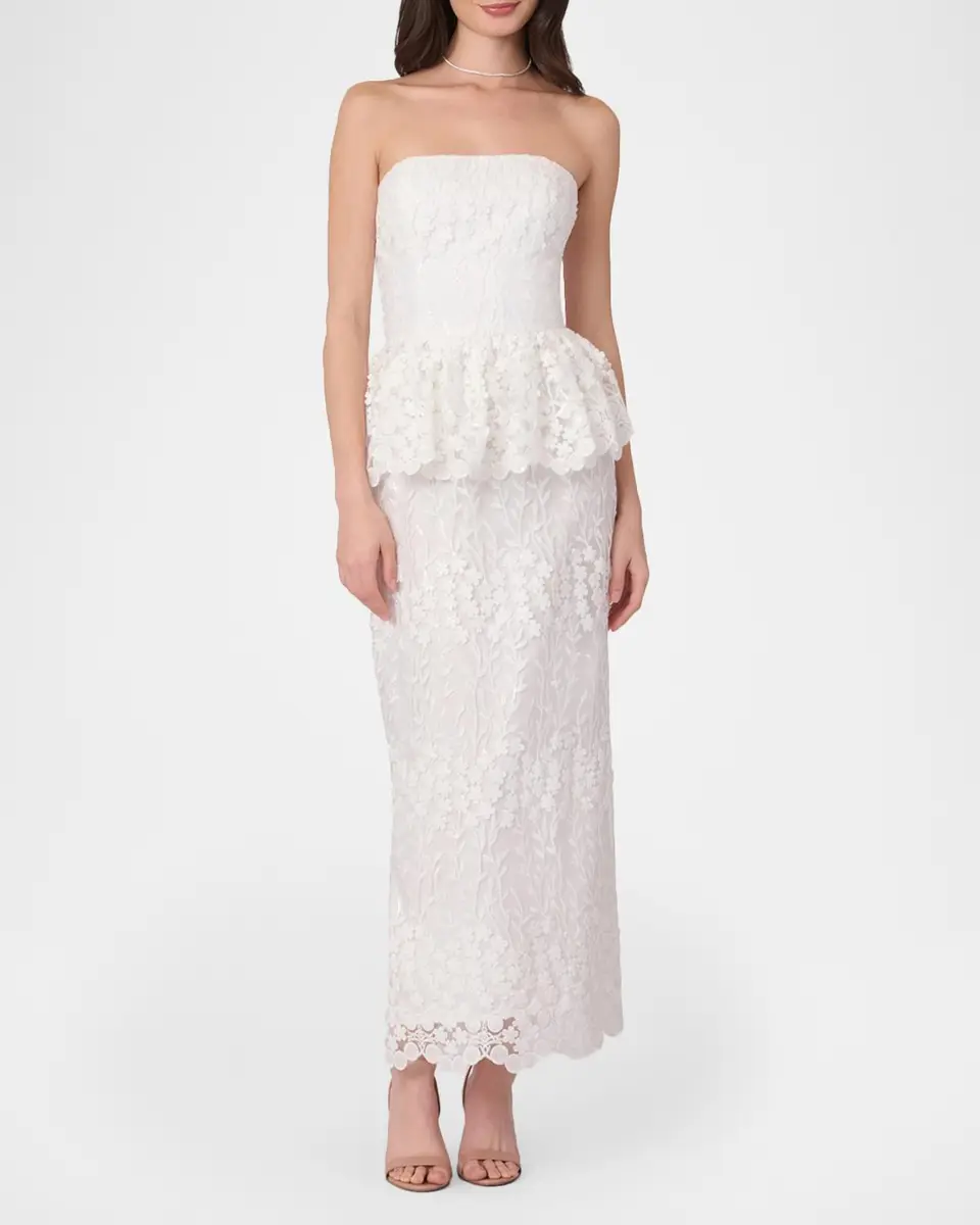 Shoshanna Lotus Lace Peplum Strapless Maxi Dress | Thumbnail 2 Shoshanna Lotus Lace Peplum Strapless Maxi Dress | Thumbnail 2