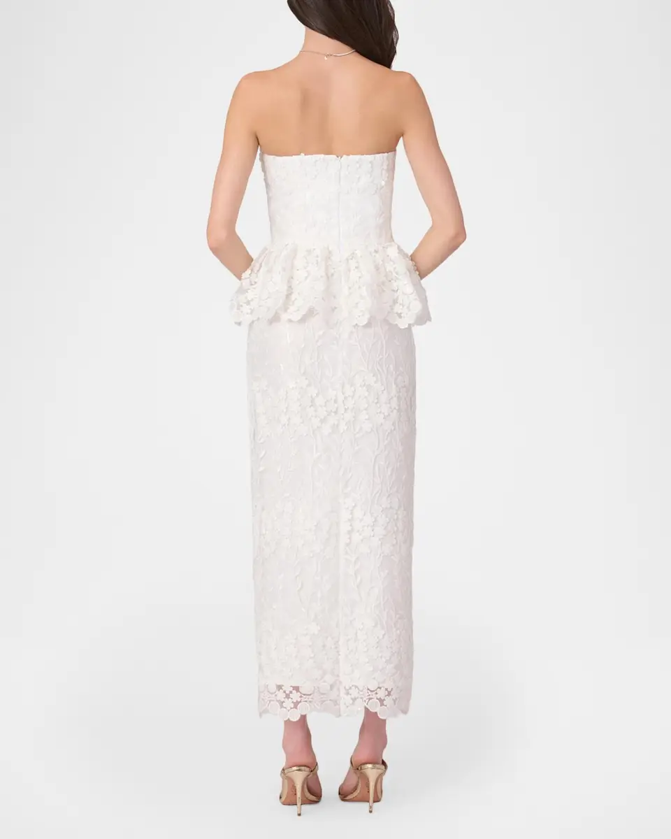 Shoshanna Lotus Lace Peplum Strapless Maxi Dress | Thumbnail 3 Shoshanna Lotus Lace Peplum Strapless Maxi Dress | Thumbnail 3