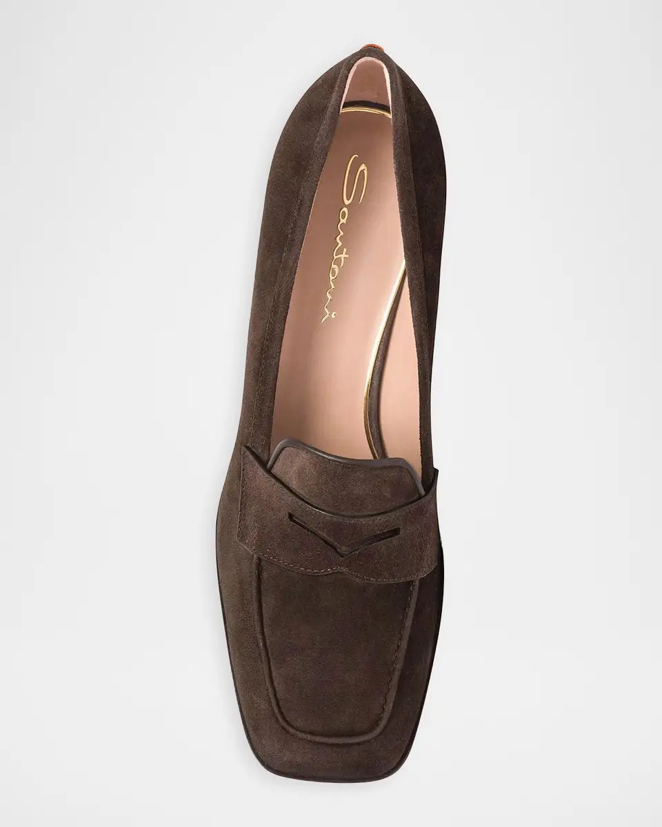 Santoni 65mm Suede Penny Loafers | Thumbnail 3 Santoni 65mm Suede Penny Loafers | Thumbnail 3