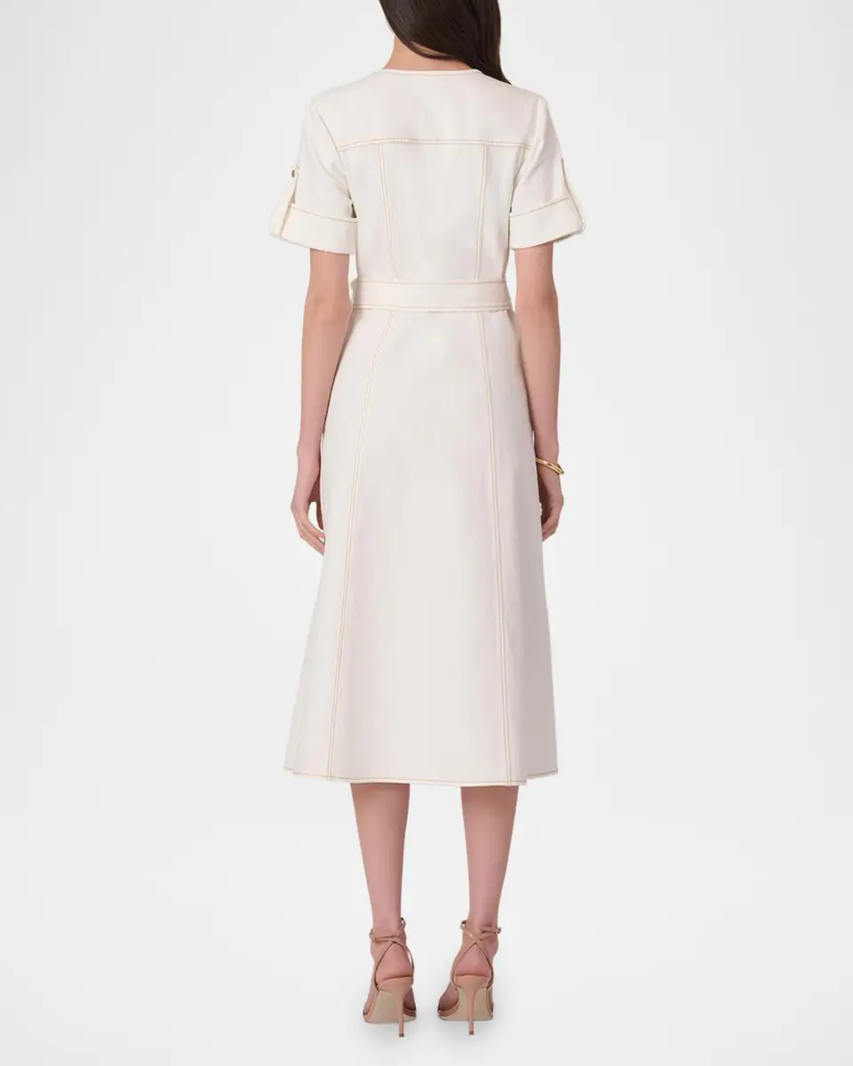 Shoshanna Bethany Belted Cotton Denim Midi Dress | Thumbnail 3 Shoshanna Bethany Belted Cotton Denim Midi Dress | Thumbnail 3