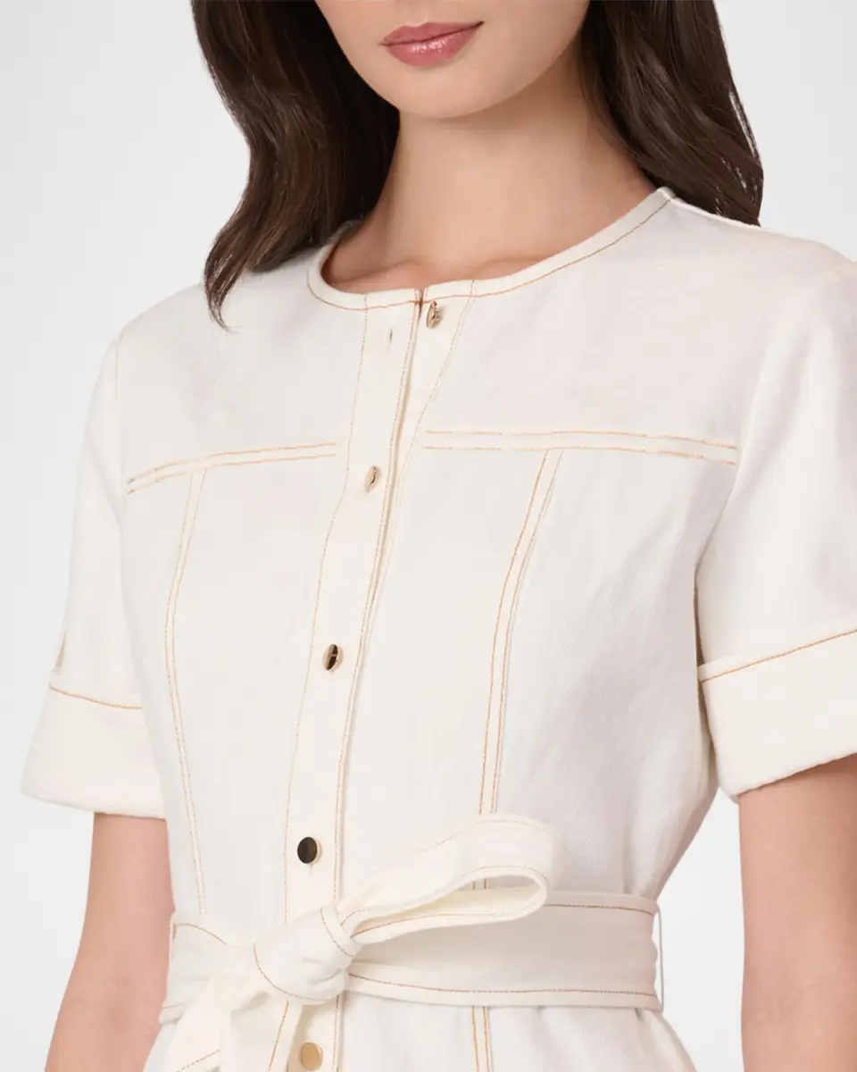 Shoshanna Bethany Belted Cotton Denim Midi Dress | Thumbnail 4 Shoshanna Bethany Belted Cotton Denim Midi Dress | Thumbnail 4