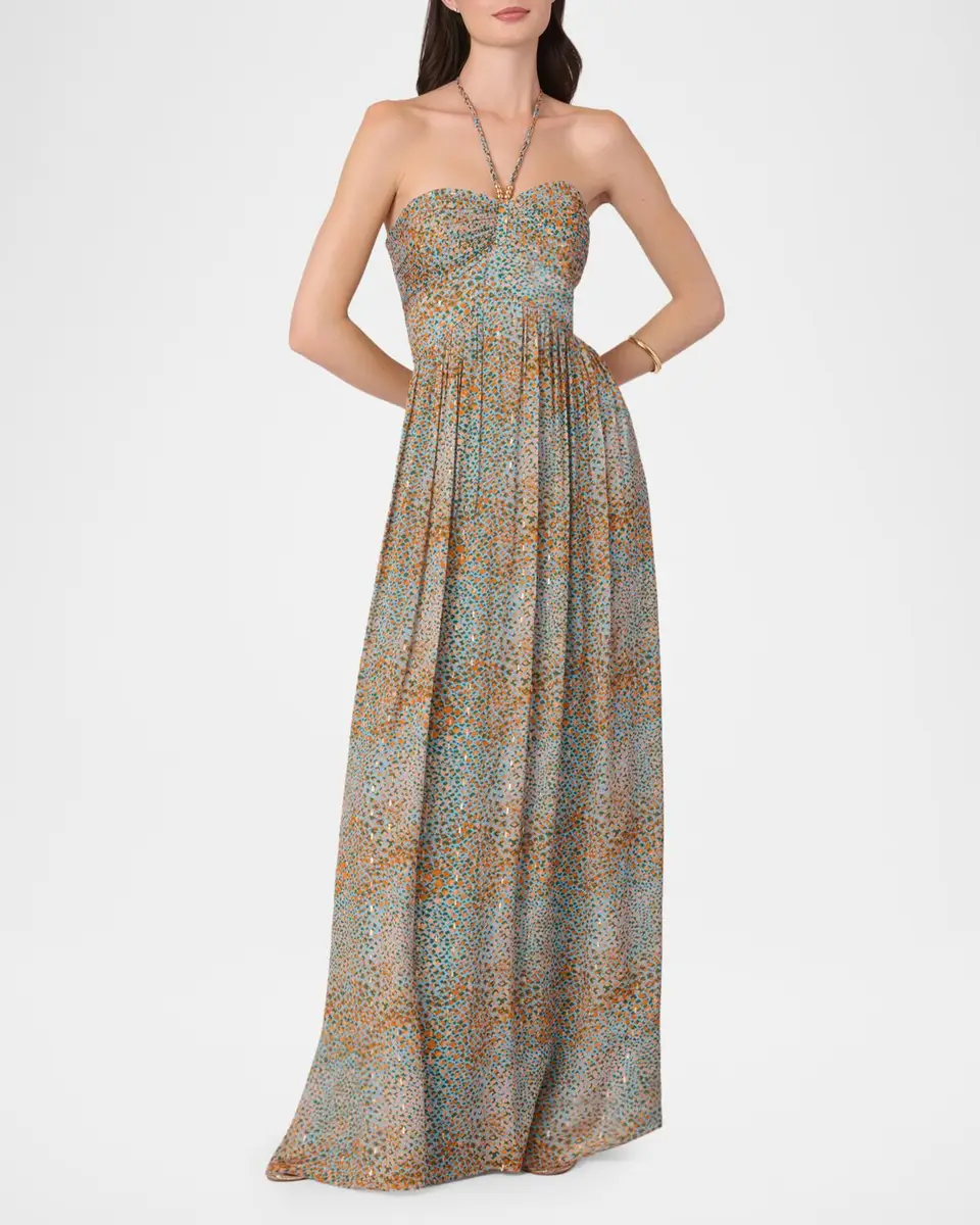 Shoshanna Grace Cip-Dot Halterneck A-line Gown | Thumbnail 2 Shoshanna Grace Cip-Dot Halterneck A-line Gown | Thumbnail 2