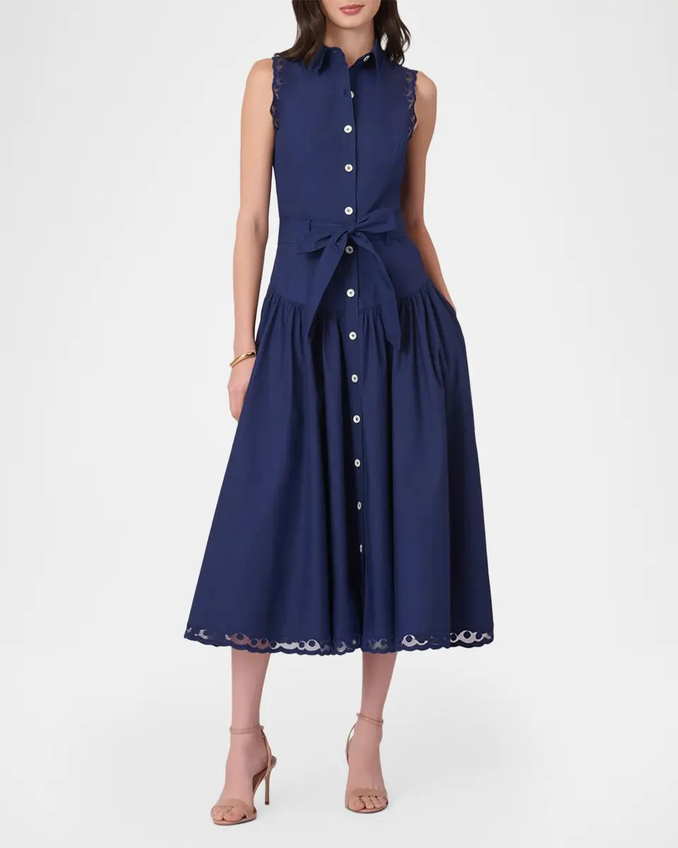 Shoshanna Bradley Lace-Trim Midi Shirtdress | Thumbnail 2 Shoshanna Bradley Lace-Trim Midi Shirtdress | Thumbnail 2